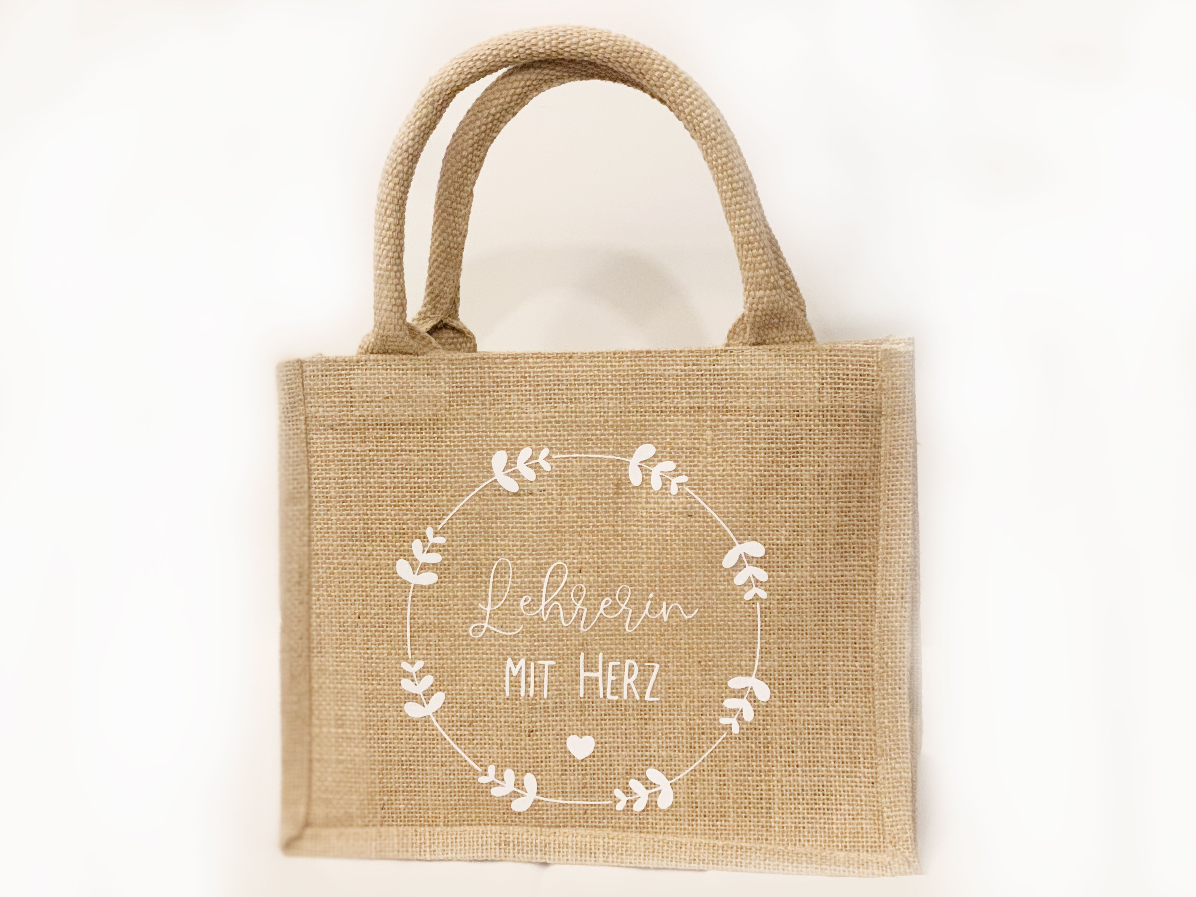 Jute Tasche Shopper "mit Herz" mit persönlichem Aufdruck